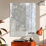 Strip below poster white map of Santiago