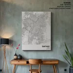 Strip below poster white map of Santiago