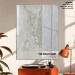 Strip below poster white map of The Gold Coast
