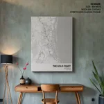 Strip below poster white map of The Gold Coast