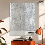 Strip below poster white map of Varanasi