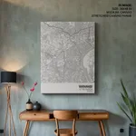 Strip below poster white map of Varanasi
