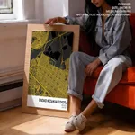 Strip below poster yellow map of Ciudad Nezahualcoyotl