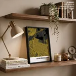 Strip below poster yellow map of Ciudad Nezahualcoyotl