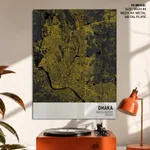 Strip below poster yellow map of Dhaka