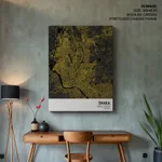 Strip below poster yellow map of Dhaka