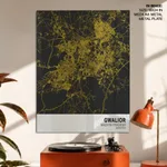 Strip below poster yellow map of Gwalior