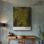 Strip below poster yellow map of Santiago