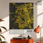 Strip below poster yellow map of Solapur