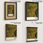 Strip below poster yellow map of Varanasi