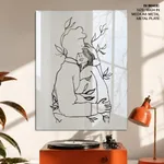 Abstract line drawing couple hugging