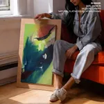 Green blue abstract face eye