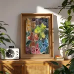 Abstract white line flowers