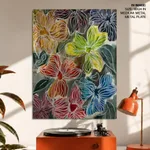 Abstract white line flowers