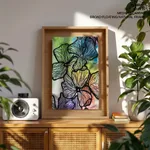 Abstract colorful black flowers