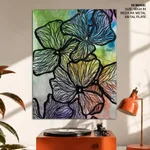 Abstract colorful black flowers