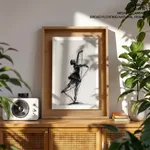 Black abstract messed bale dancing girl