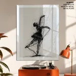 Black abstract messed bale dancing girl