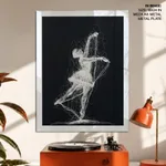White abstract messed bale dancing girl
