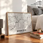 Black poster map of washington dc