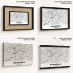 Black poster map of washington dc