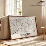 Black poster map of washington dc