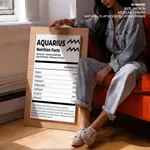 AQUARIUS Nutrition Facts - Zodiac Traits Chart – Wall Decor