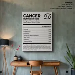 CANCER, Nutritional Label, Funny Wall Art