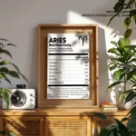 ARIES, Nutritional Label, Funny Wall Art