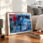 Blue red smudged abstract