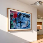 Blue red smudged abstract