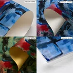 Blue red smudged abstract