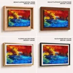 Red and blue sky ocean abstract brushstroke
