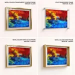 Red and blue sky ocean abstract brushstroke