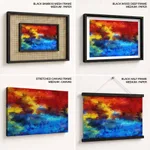 Red and blue sky ocean abstract brushstroke