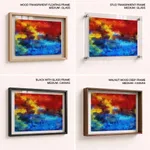 Red and blue sky ocean abstract brushstroke