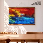 Red and blue sky ocean abstract brushstroke