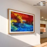 Red and blue sky ocean abstract brushstroke