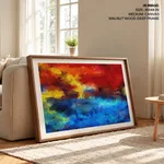 Red and blue sky ocean abstract brushstroke