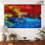 Red and blue sky ocean abstract brushstroke