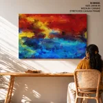 Red and blue sky ocean abstract brushstroke