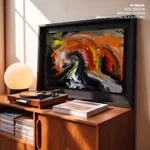 Abstract brushstroke colorful electronica waves