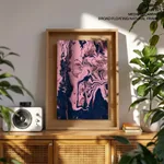 Dark pink wavy abstract painting