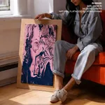 Dark pink wavy abstract painting