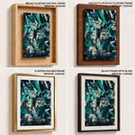 Green tangled scratched abstract painting