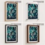 Green tangled scratched abstract painting