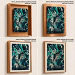 Green tangled scratched abstract painting