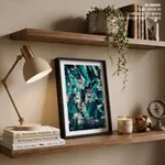 Green tangled scratched abstract painting
