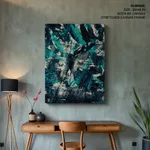 Green tangled scratched abstract painting