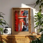 Red white abstract view painting